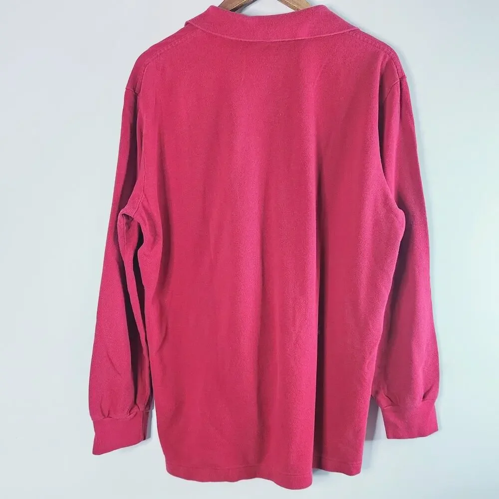 Polo By Ralph Lauren Mens Red Long Sleeve Casual Polo Shirt Size Large Preppy